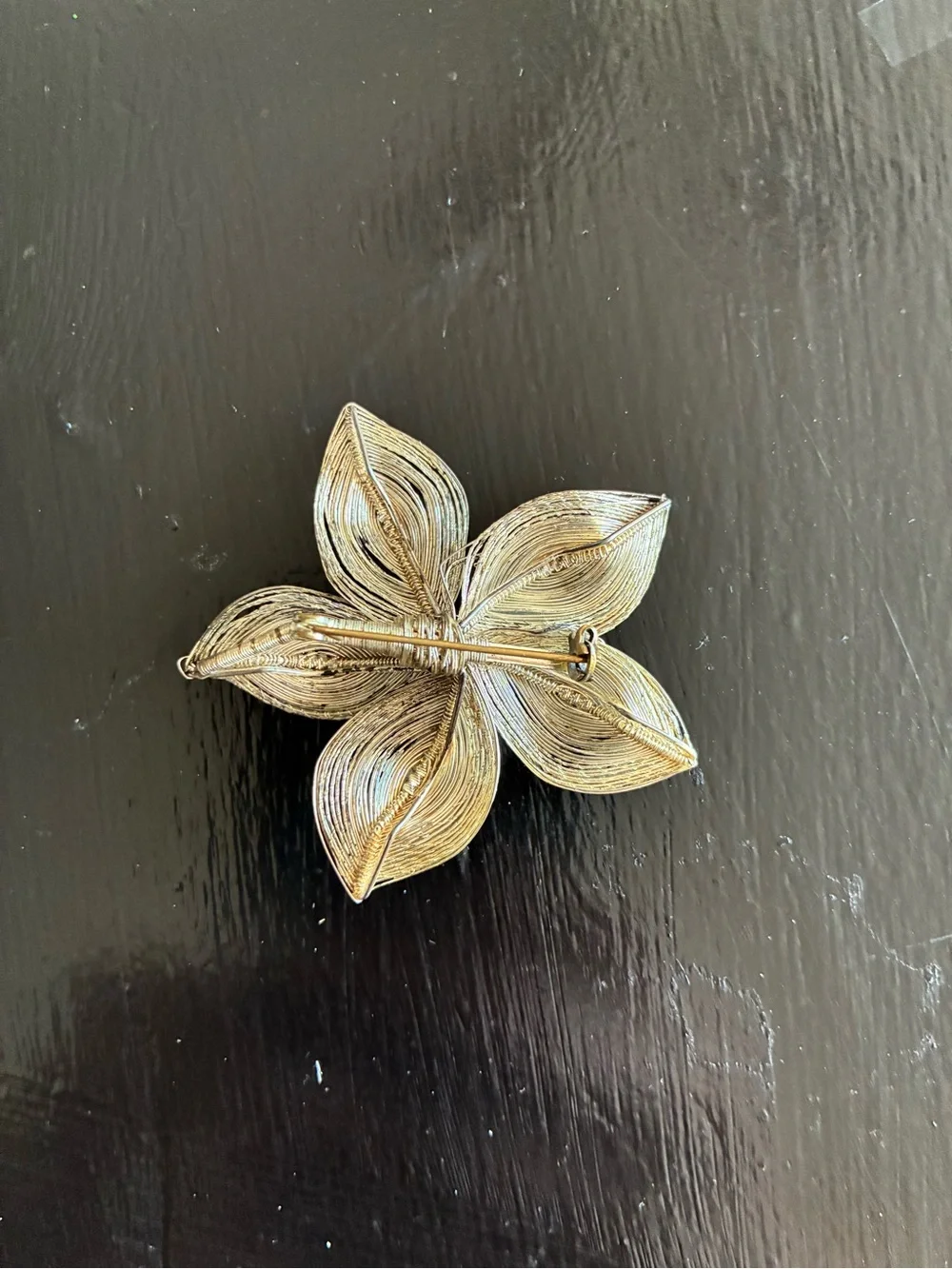 Silver Floral Five-Petal Brooch with Pearl Center